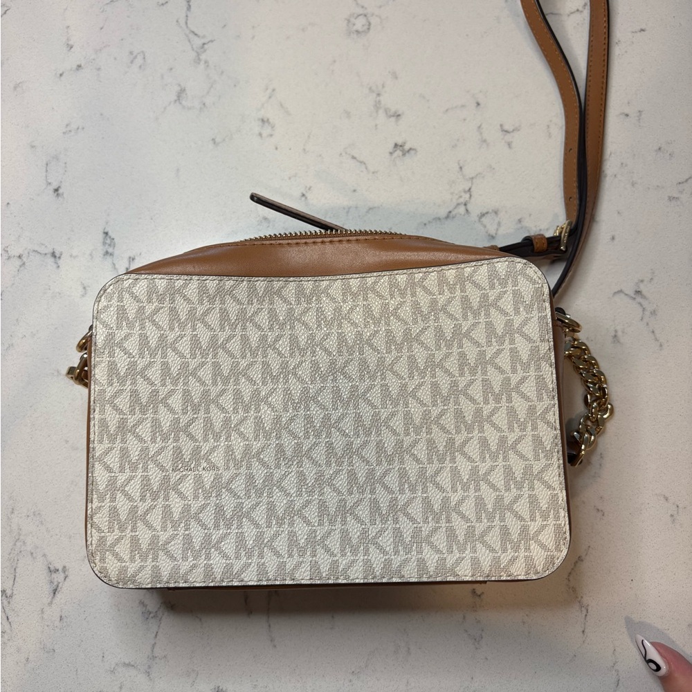 Michael Kors Cream and Tan Crossbody Bag - Picture 8 of 8